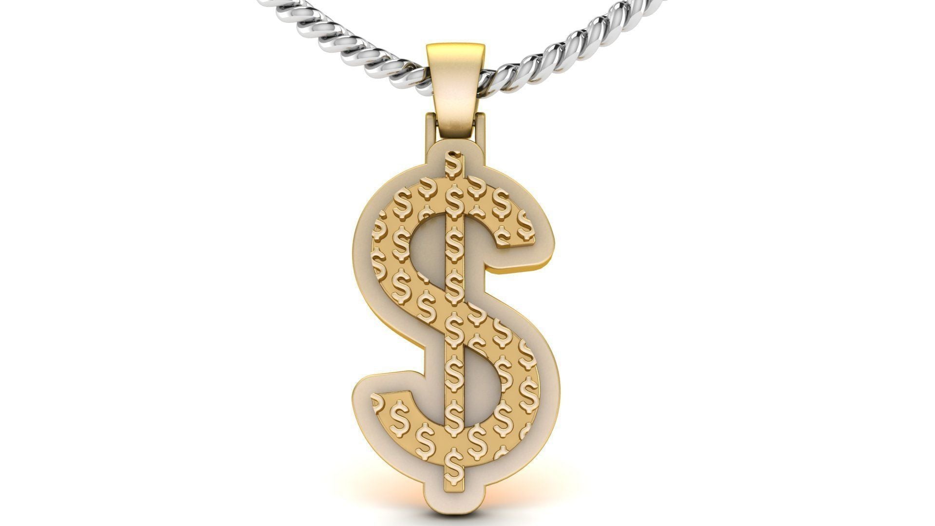 14K Solid Gold Dollar Sign Necklace / Dollar Pendant / Dollar Sign For Women/ For Men / Dollar Pendant/ Gift for Her 18mm X 34mm - JewelsnGlitters