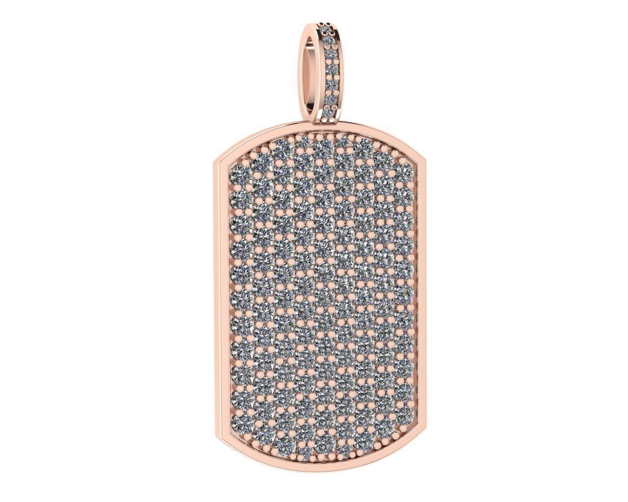 Diamond Dog Tag Necklace 4.00 Carat / 14k Gold Diamond Dog Tag Necklace 31mm X 19mm / Diamond Necklace / Unisex Diamond Necklace 16 Grams