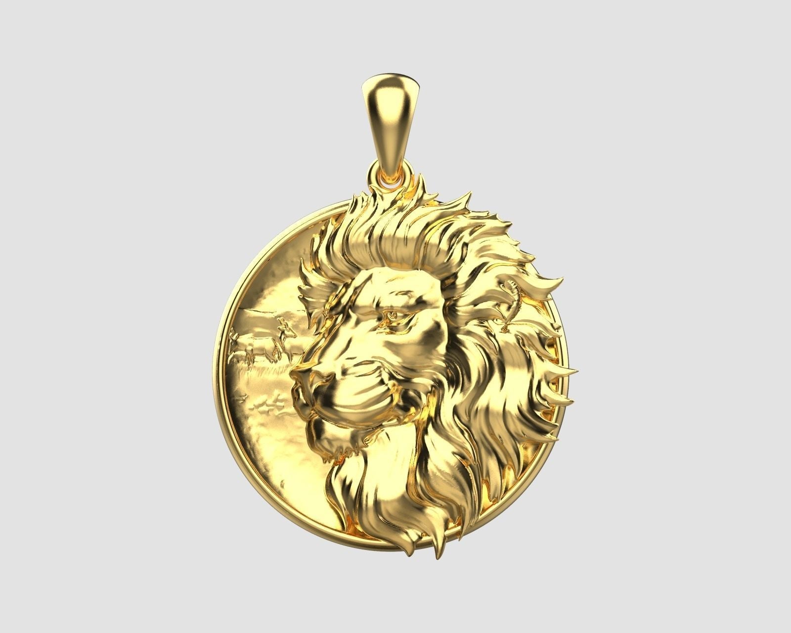 14k Solid 3D Gold Lion Pendant / Gold Gold Lion Necklace / Lion Head Necklace / Lion Jewelry / Lion Hand Made Necklace / Great Gift Idea - JewelsnGlitters