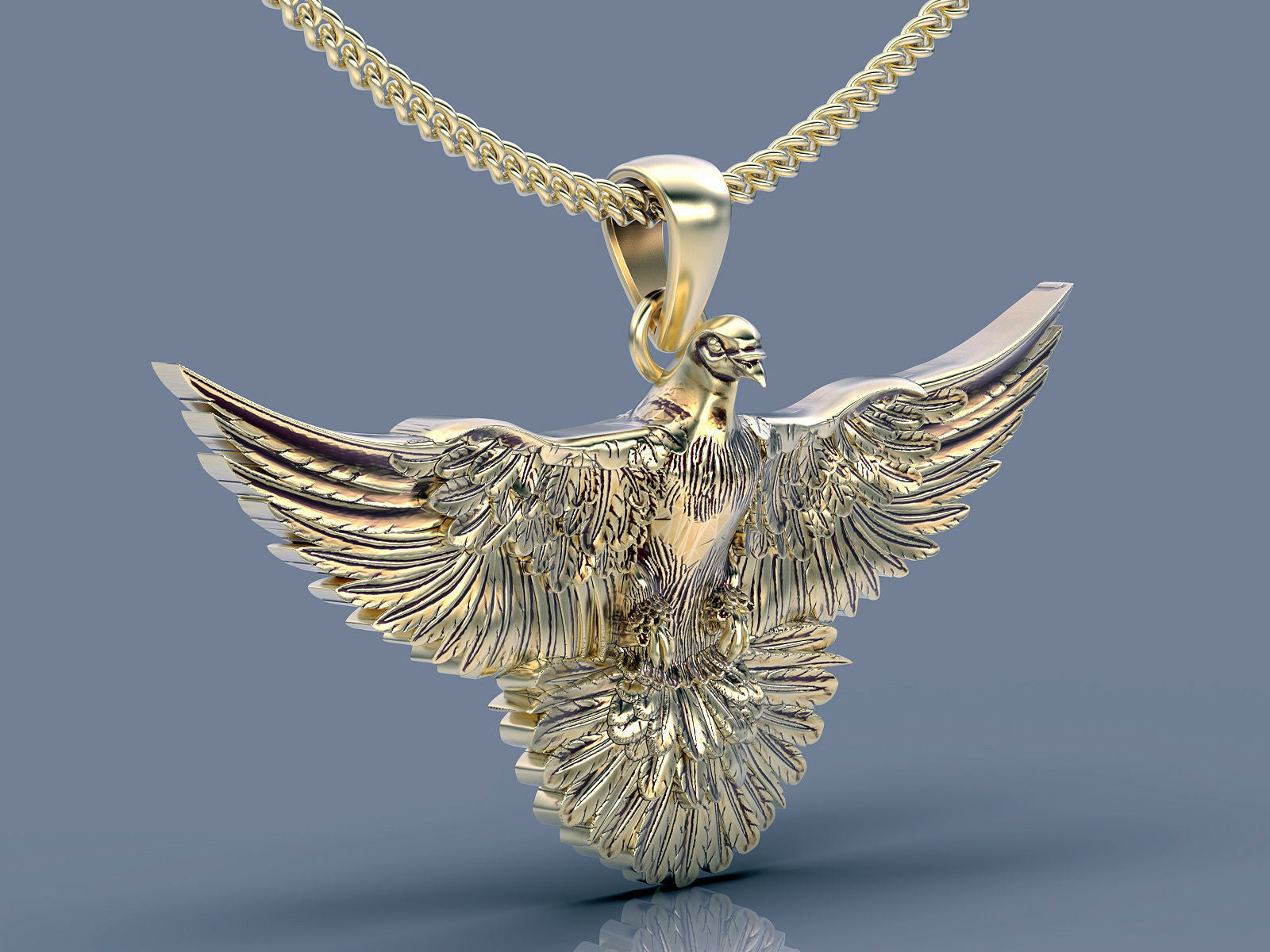 14k Solid Gold Pigeon Pendant / 3D Gold Pigeon Necklace / 3D Pigeon Necklace / Pigeon Jewelry / Pigeon Hand Made Necklace / Great Gift Idea - JewelsnGlitters