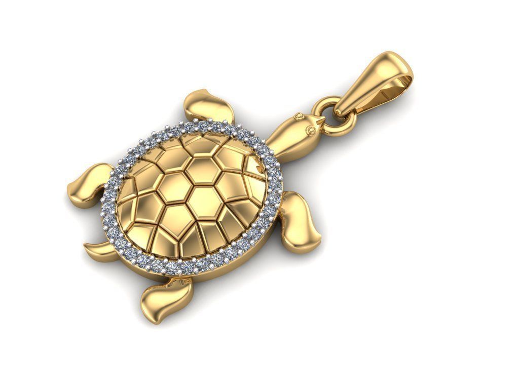 14k Solid Gold Turtle Necklace with Diamonds / Diamond Turtle Necklace for Her / Turtle Necklace with Diamonds Gift for Her - JewelsnGlitters