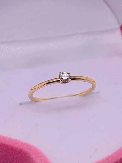 14K Solid Gold REAL Conflict Free Diamond Wedding Band / Single Diamond Wedding Band Ring for Women / Dainty Solitaire Engagement Ring