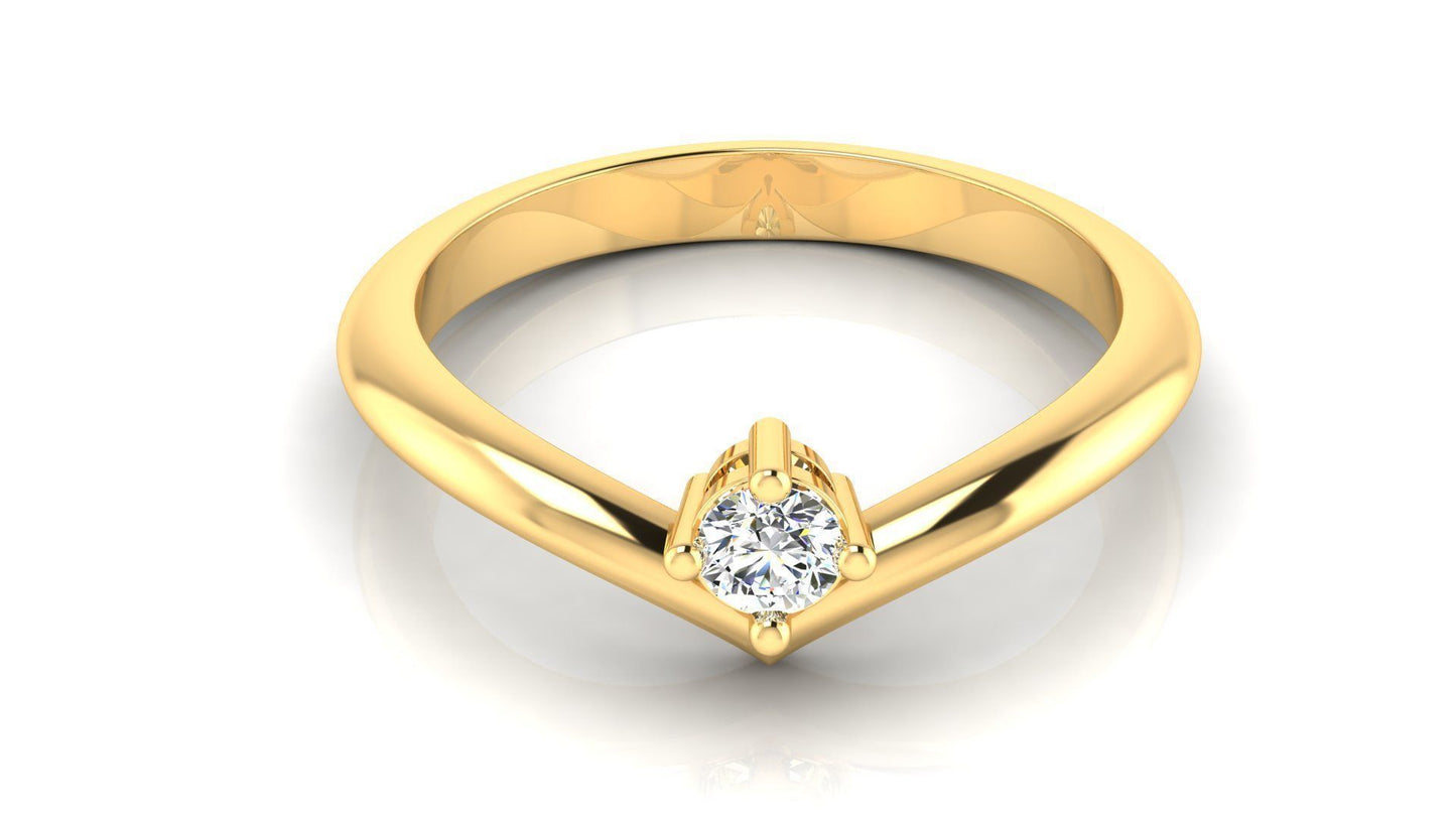 14K Solid Gold Chevron Diamond Ring / 0.10 Carat Diamond Statement Ring for Her / Gift for Her