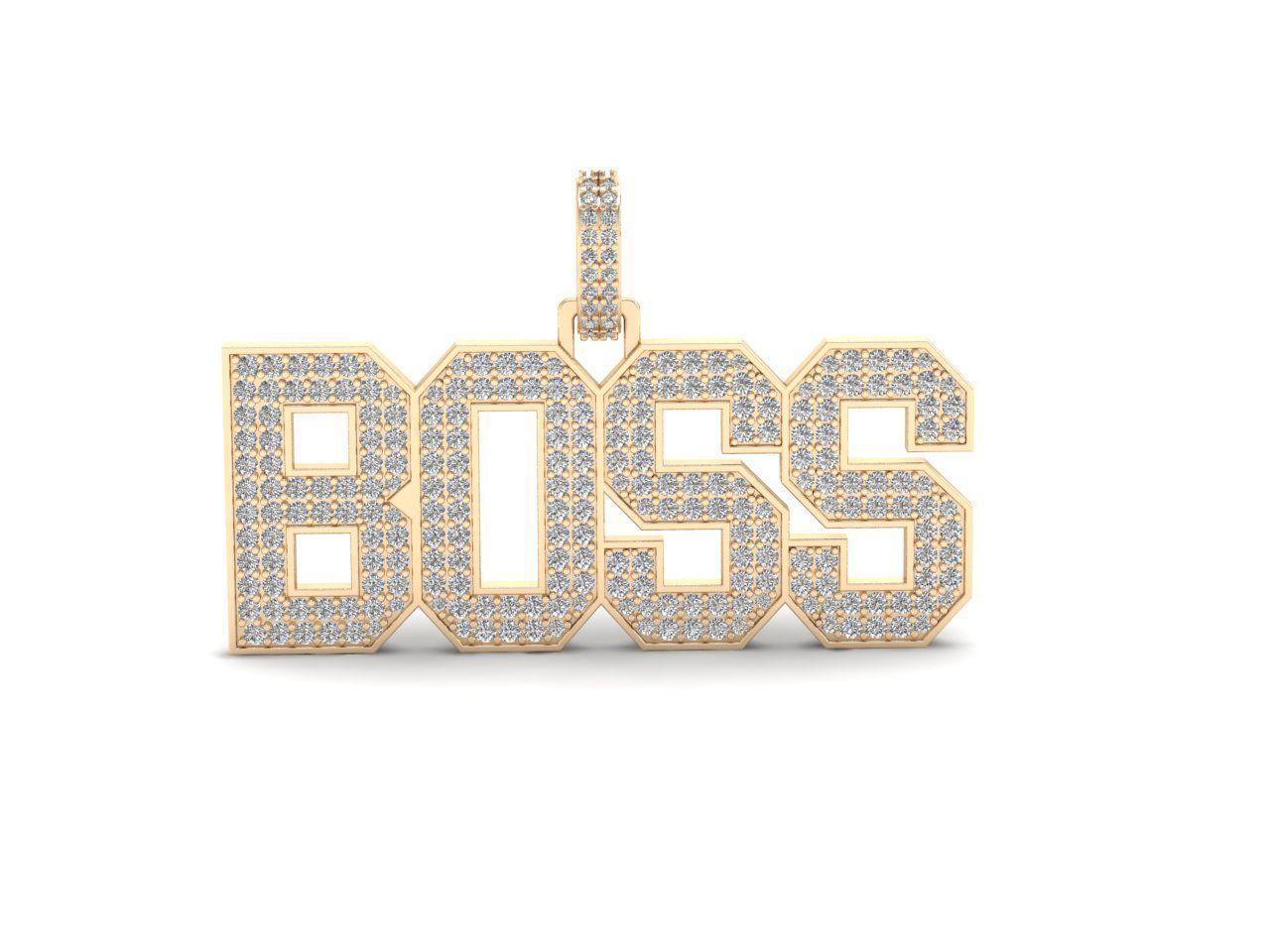 14k Solid Gold Diamond BOSS Necklace 3.05 Carat / Diamond BOSS Pendant / BOSS Diamond Necklace for Her / Unisex Necklace