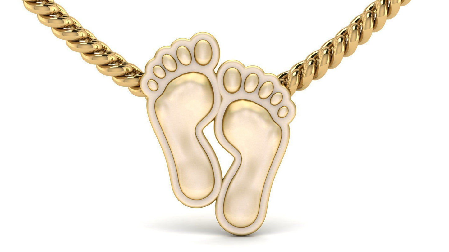 14K Solid Gold Lucky Feet Pendant / Gold Feet Necklace / 14k Gold Feet Pendant / Feet Pendant Jewelry / Gift for Her - JewelsnGlitters