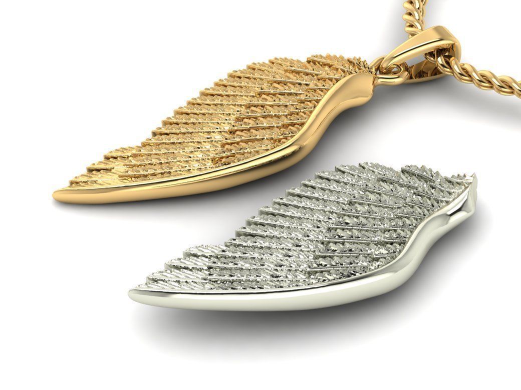 14K Solid Gold Angel Wing / Angel Wing Gold Necklace / Gold Angel Wing Pendant / Angel Wing for Her / 13.77mm X 31.38mm - JewelsnGlitters