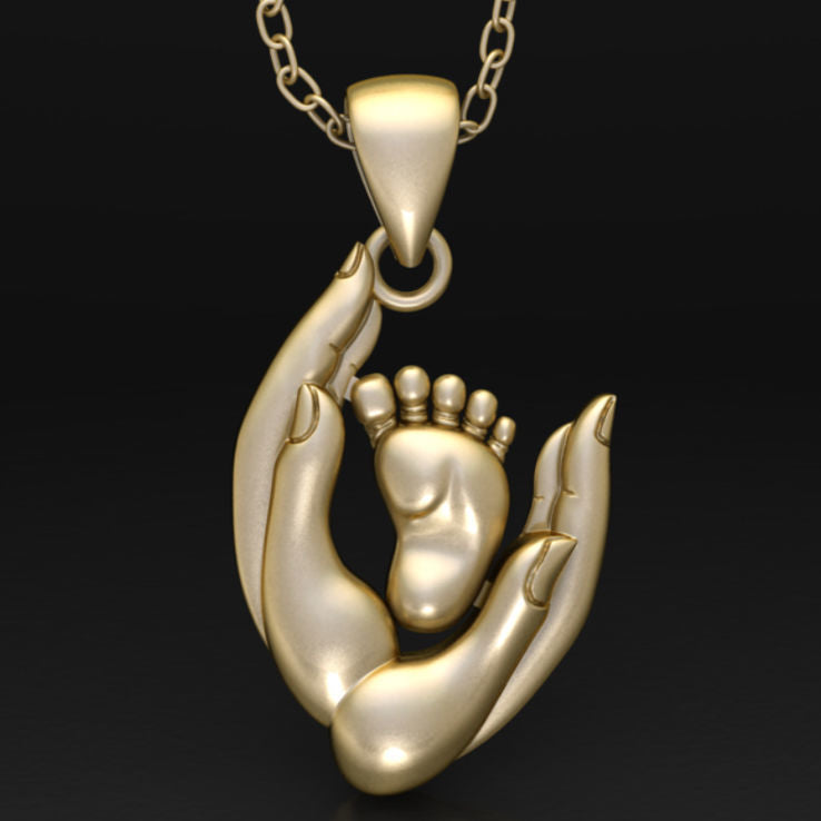 14K Solid Gold Mother and Baby Pendant / Gold Mom and Baby Pendant / Mother's Day Gift / Gift for Her