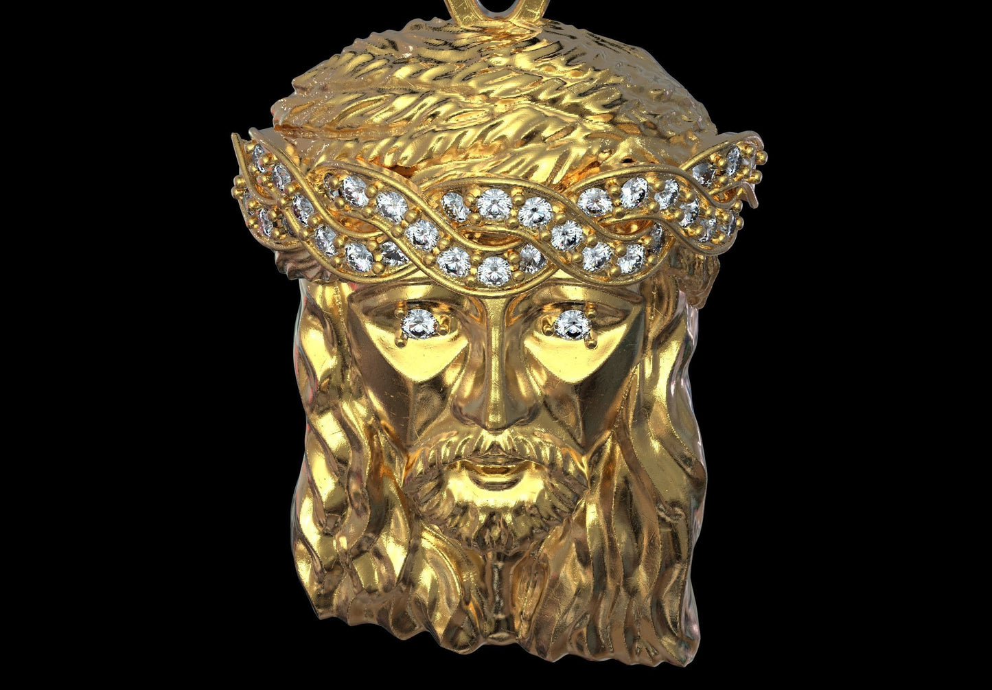 14k Solid Gold Diamond Jesus Pendant, Jesus Face Diamond Pendant, Unisex Jesus Pendant, Gift for Him