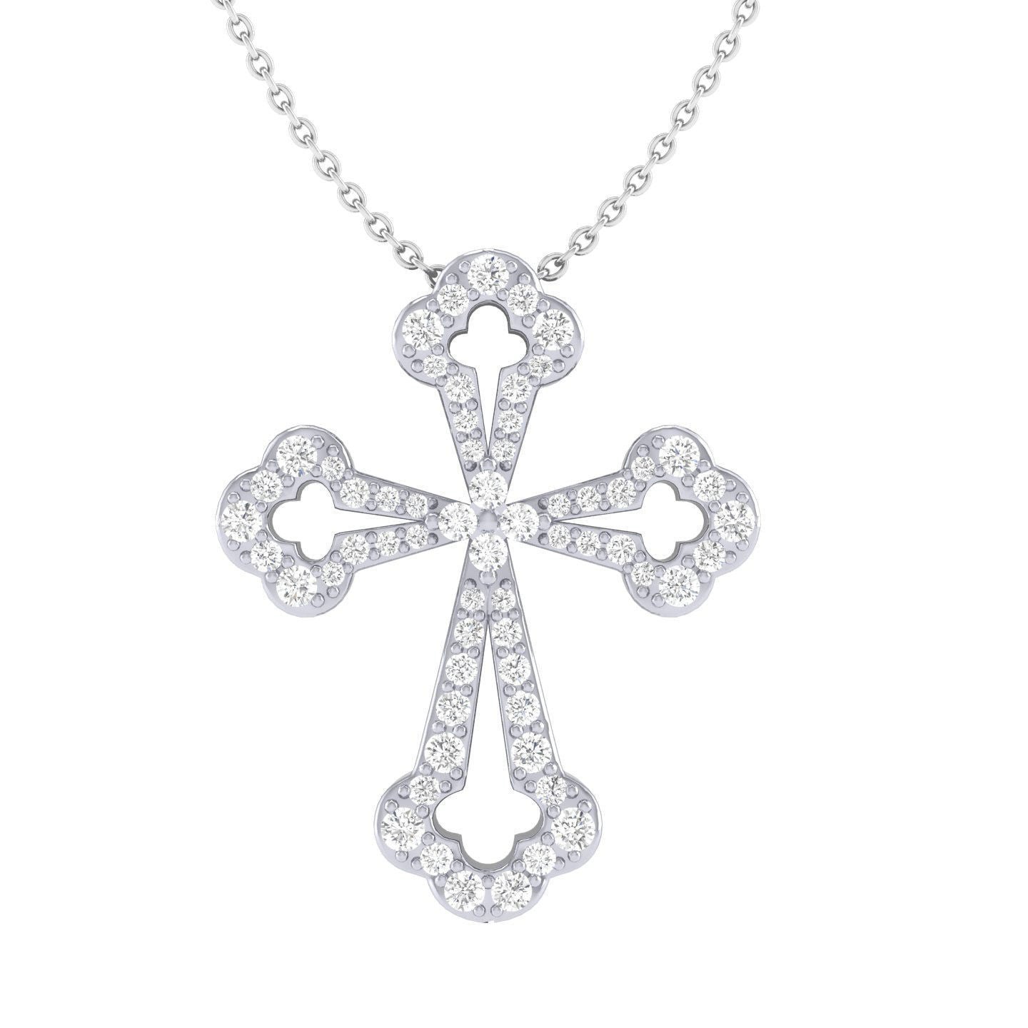 14k Solid Gold Diamond Orthodox Necklace, Diamond Cross for Her, Diamond Unique Design Cross, Gift for Her