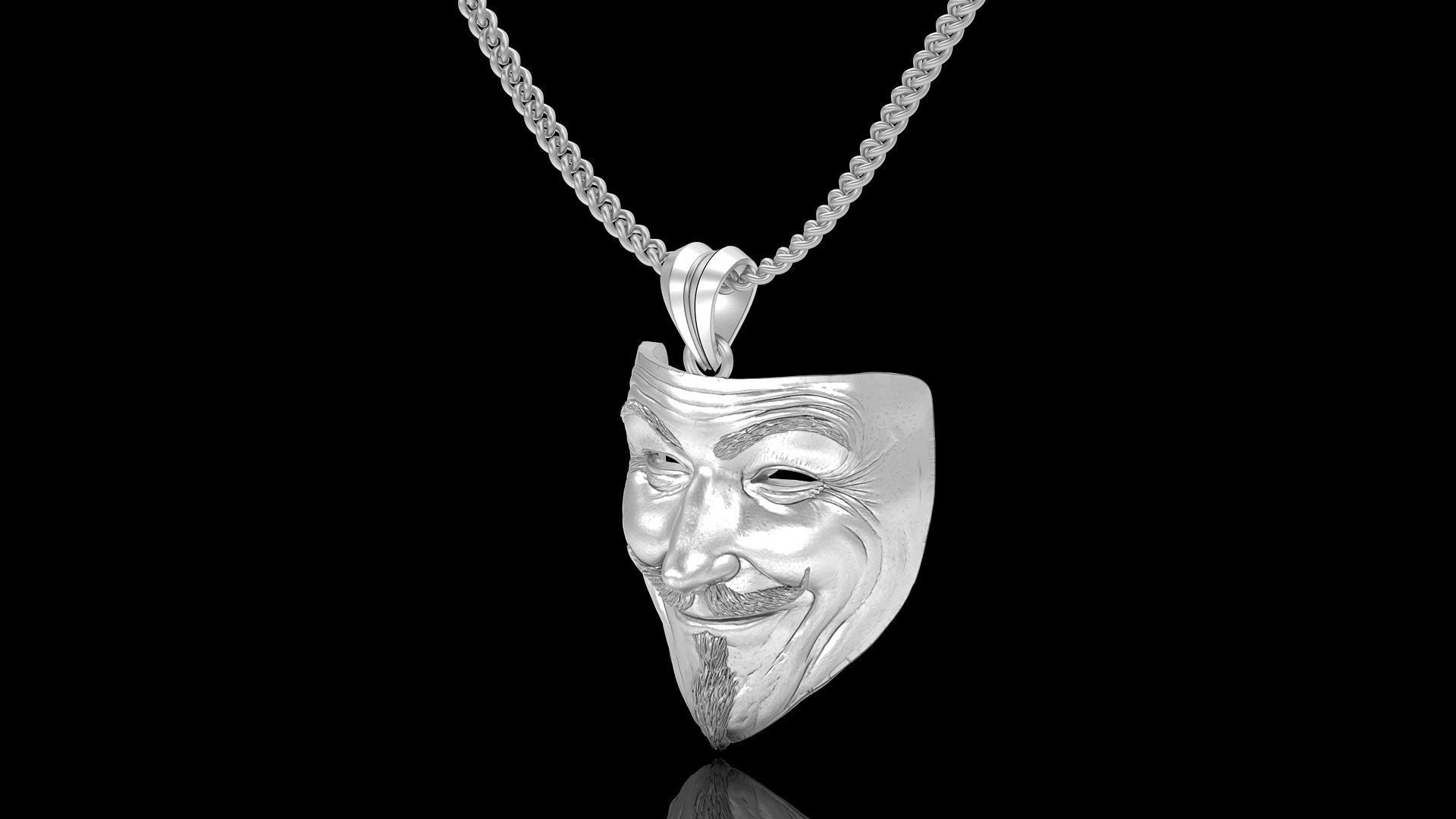 14k Solid Gold Black knight Vendsta mask pendant / Gold Knigth Vendsta Necklace / 24mm X 30mm / 12 Grams / Great Gift idea - JewelsnGlitters