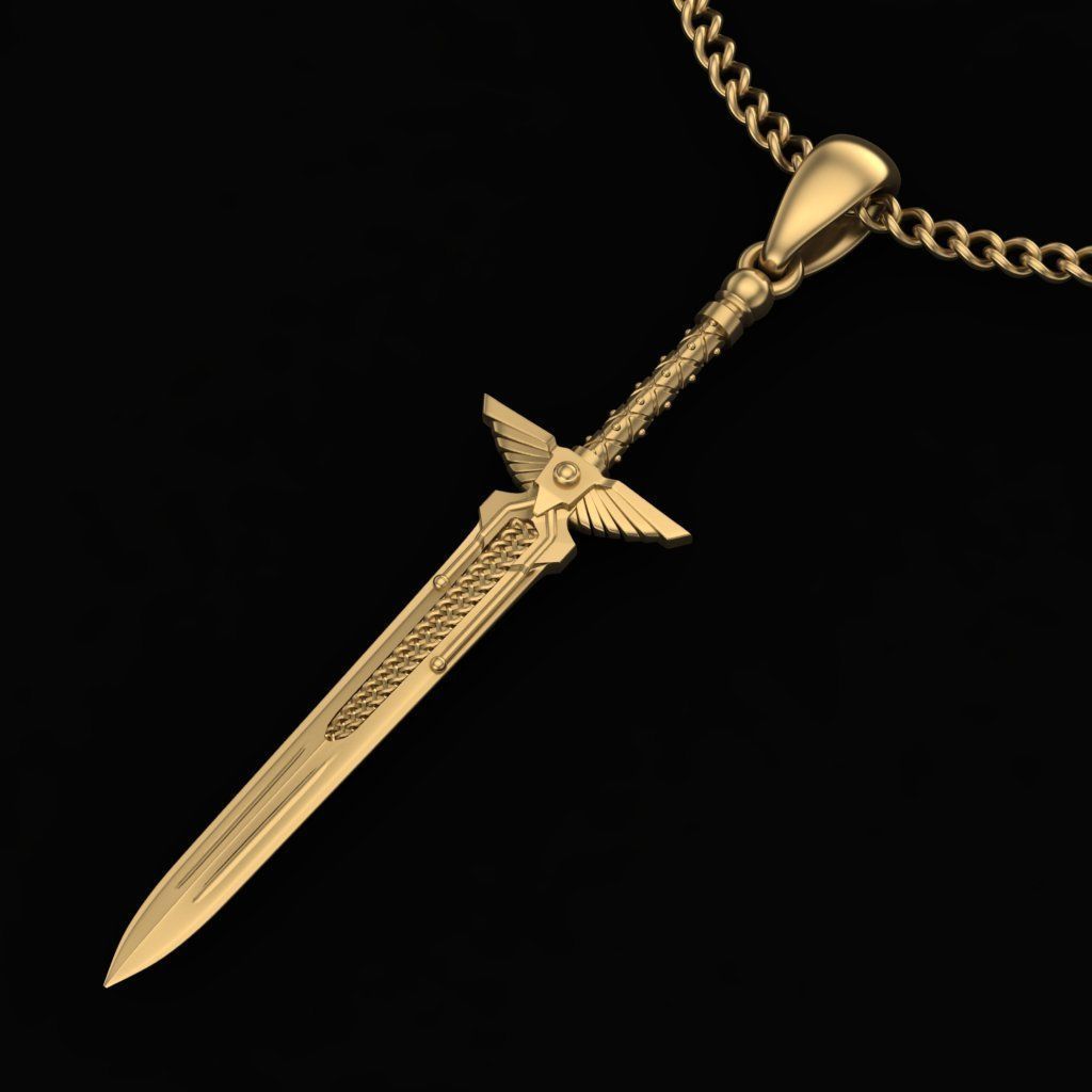 14K Solid Gold Sword Pendant / Gold Sword Pendant / Unisex Sword Pendant / Great Gift Idea