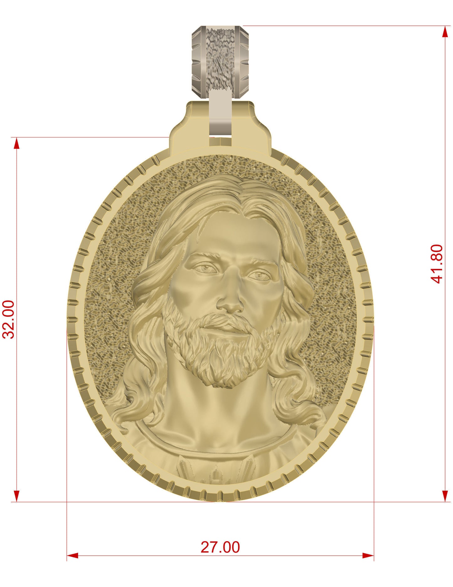 14K Solid Gold Jesus Pendant 25 Grams / Gold Necklace / 14K Solid Yellow Oval Gold Jesus Necklace / 32mm X 27mm / Gift for Her