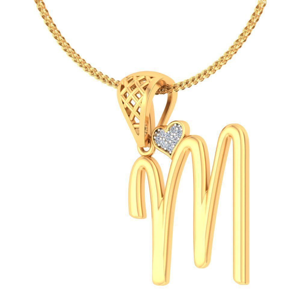 14k Solid Gold M Initial Diamond Necklace / Gold Initial Necklace / M Initial Necklace / M Letter Necklace / Letter Necklace / Gift for Her - JewelsnGlitters