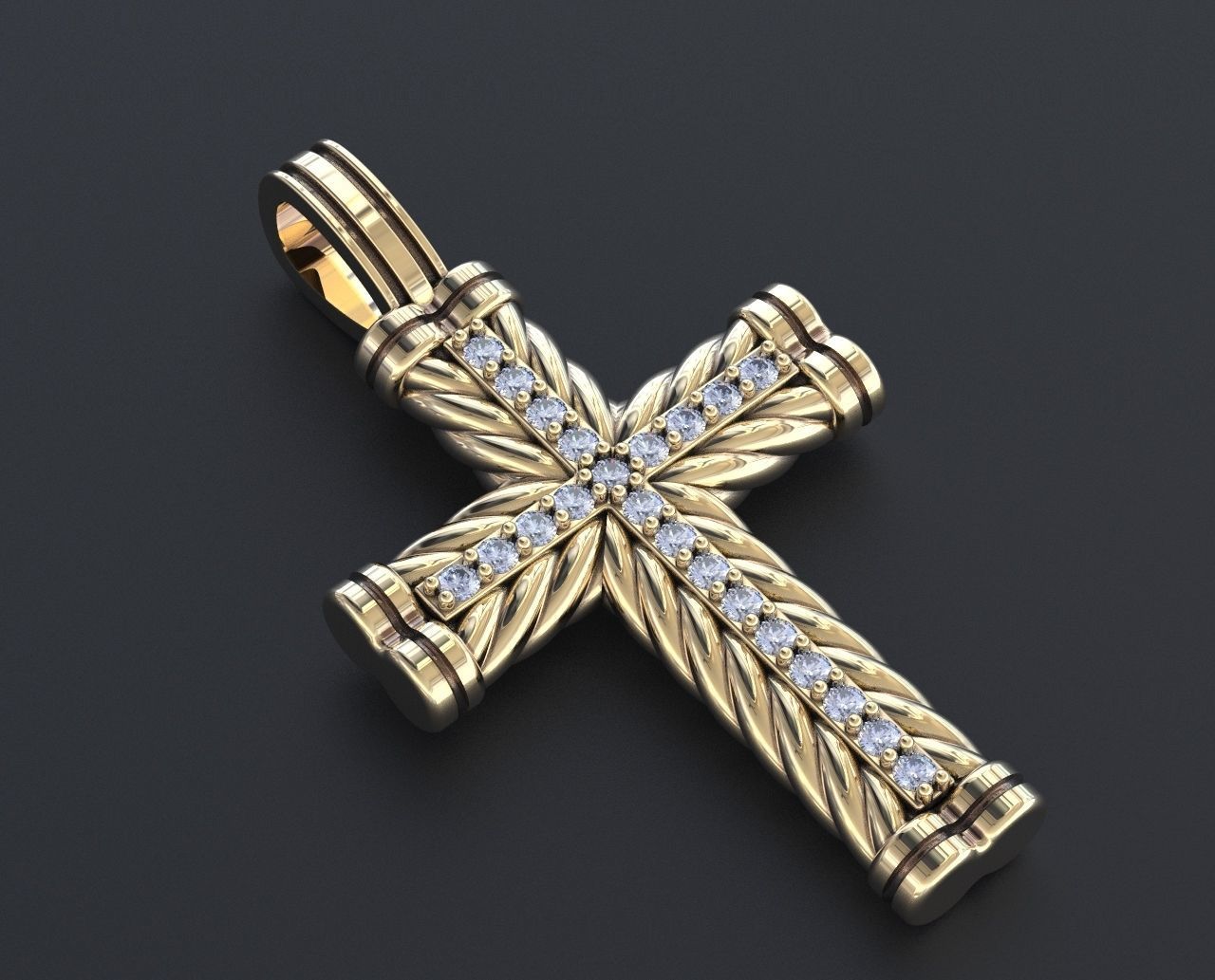 14k Solid Gold Cross Necklace with Diamonds / Diamond Simple Crucifix Pendant / Gift for Her / Black or White Diamond Cross Pendant