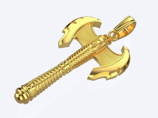 Gold Double Sided Axe Pendant