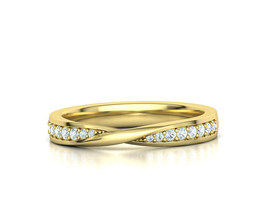 14K Solid Gold Mobius Diamond Wedding Band