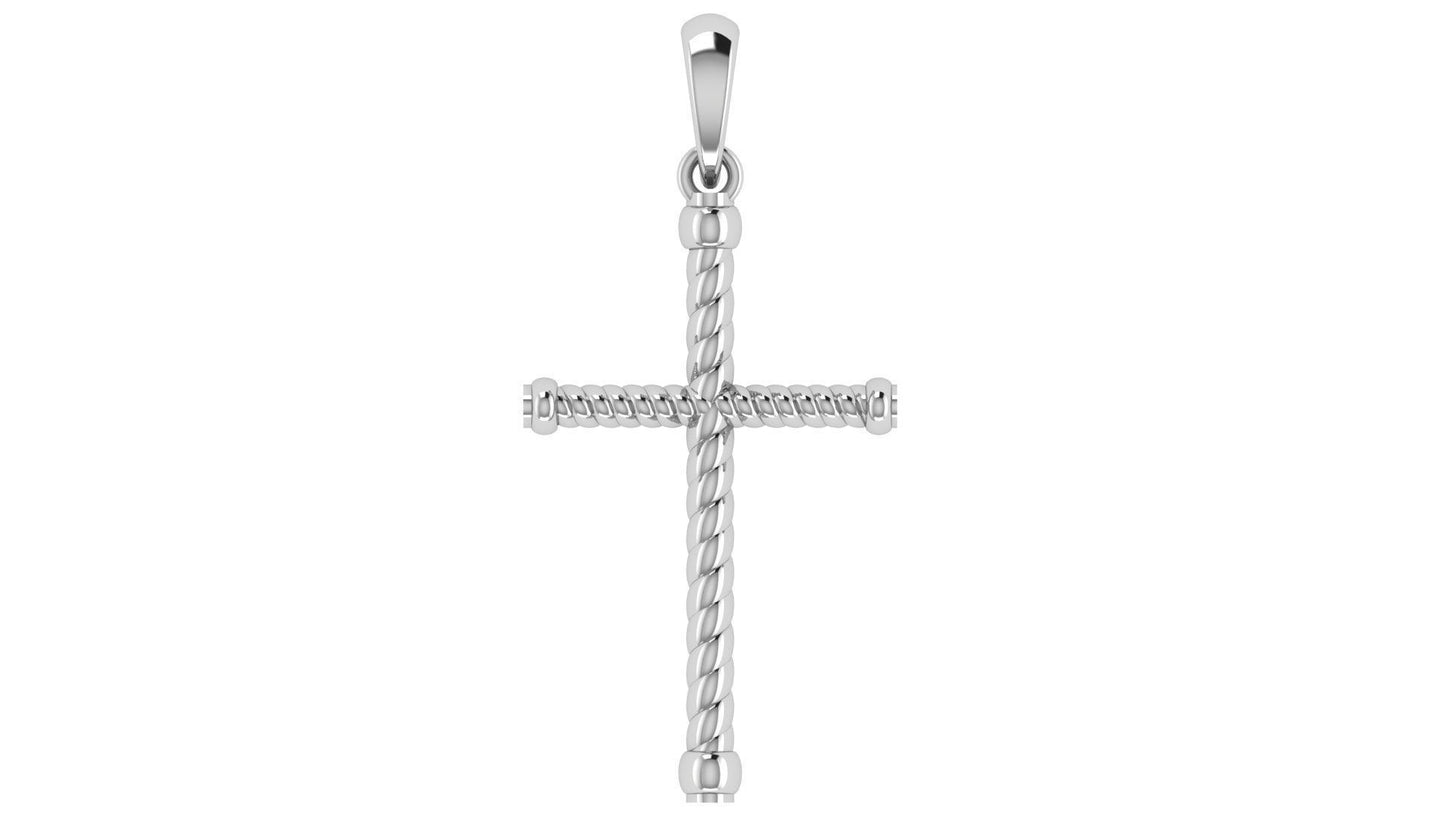 14K Solid Solid Gold Rope Cross Necklace / Crucifix Twisted Rope Pendant / Religious Pendant For Women / For Men 30mm x 18.2mm