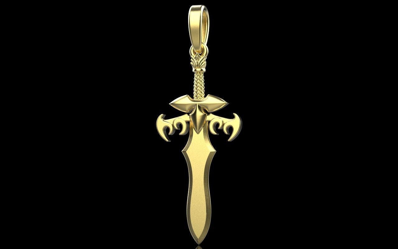 14K Solid Gold Sword Pendant / Authentic Gold Sword Necklace / Gold Sword Pendant / Unisex Sword Pendant Unisex Gift Idea / 30.80mm X 14mm