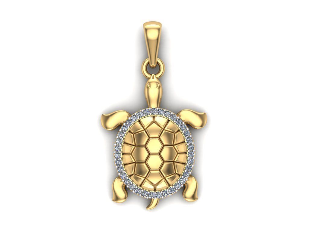 14k Solid Gold Turtle Necklace with Diamonds / Diamond Turtle Necklace for Her / Turtle Necklace with Diamonds Gift for Her - JewelsnGlitters