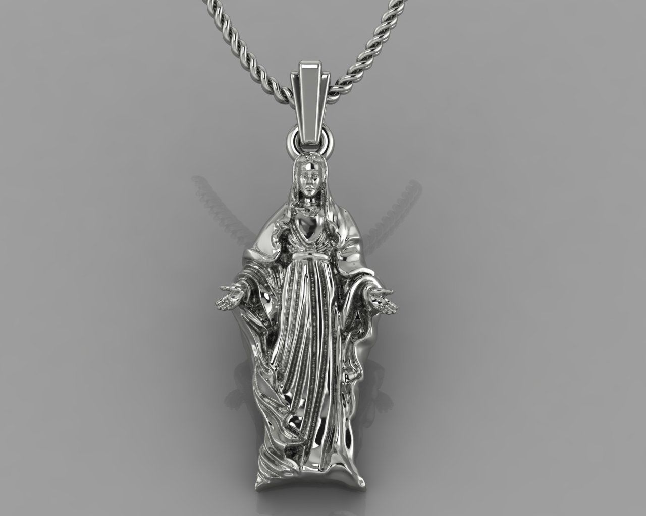 14K Solid Gold Gold Mary Virgin Pendant  / Gold Virgin Mary Necklace / 14K Solid Yellow Gold Saint Mother Mary Necklace / Religious Gift