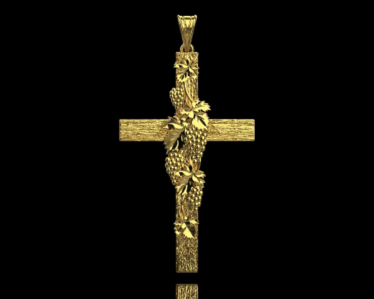 14K Solid Gold Unique Cross Pendant / Crucifix Pendant 15mm X 10mm / Unisex Religious Necklace / Gift for Her