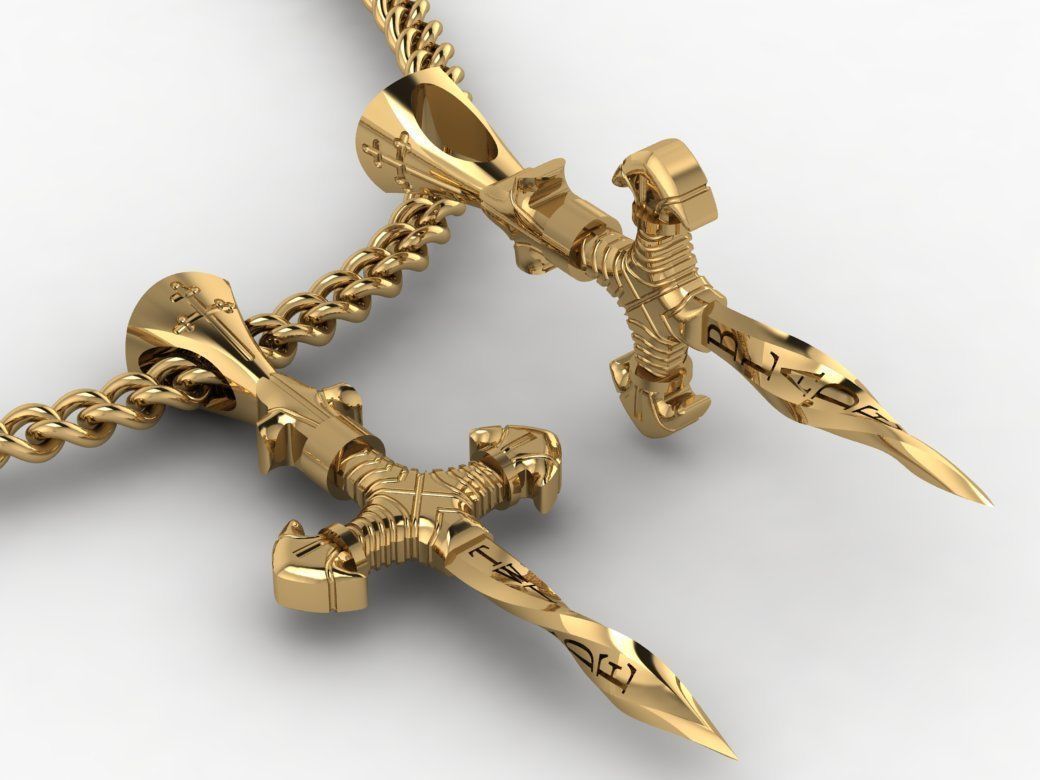 14K Solid Gold Sword Pendant / Gold Twisted Sword Pendant / Sword Jewelry / Great Gift Idea