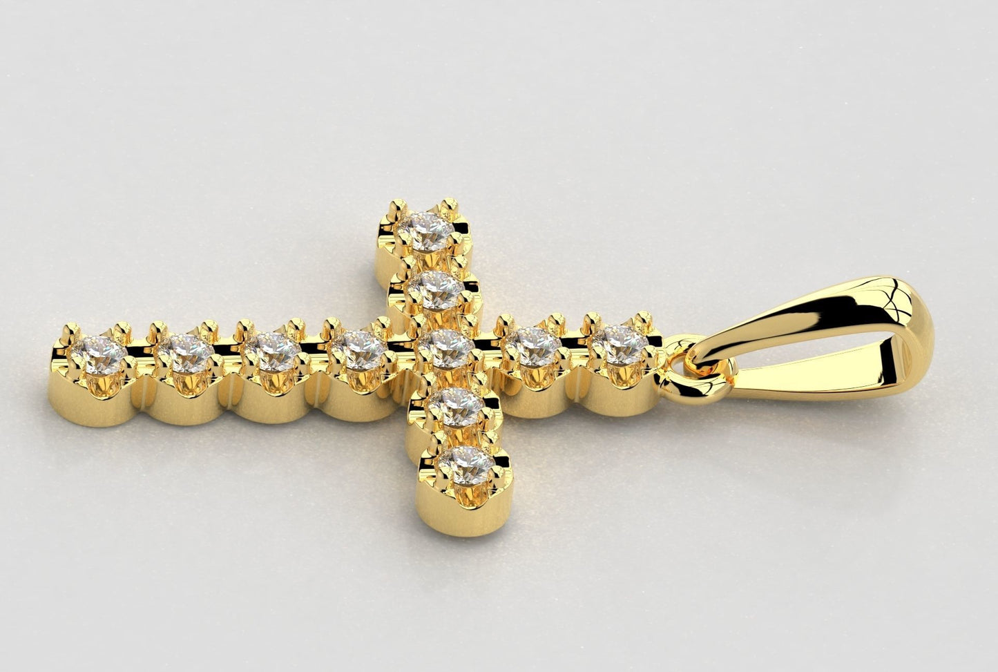 14k Solid Gold Diamond Cross 0.40 Carat / Diamond Cross Pendant for Her / Unisex Gold Cross 24mm X 15.50mm