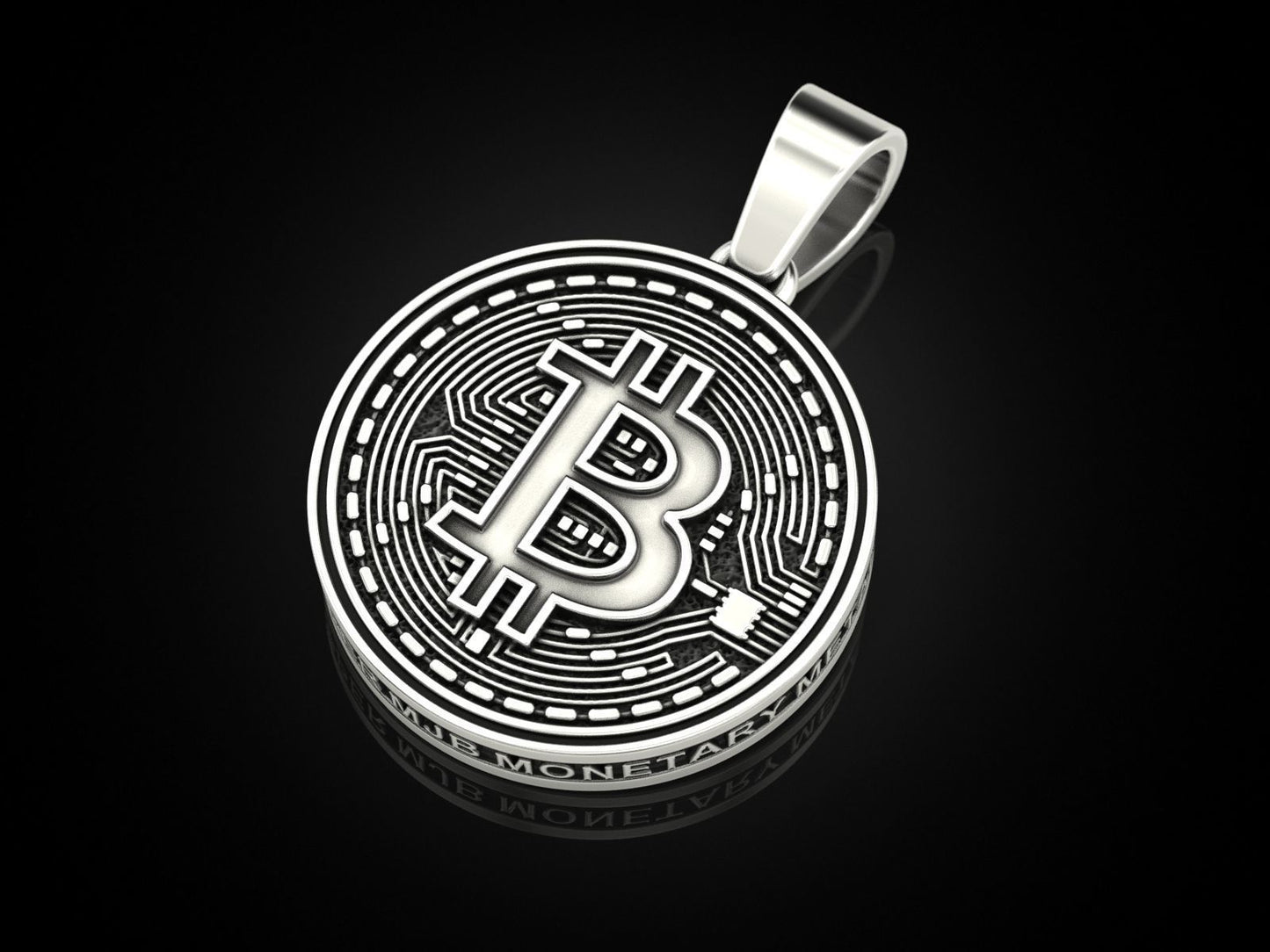 14K Solid Gold Bitcoin Double Sided Pendant / Bitcoin Gold Necklace / Gold BTC Necklace / Crypto Bitcoin Necklace / Unisex Bitcoin Pendant / Gift for Her