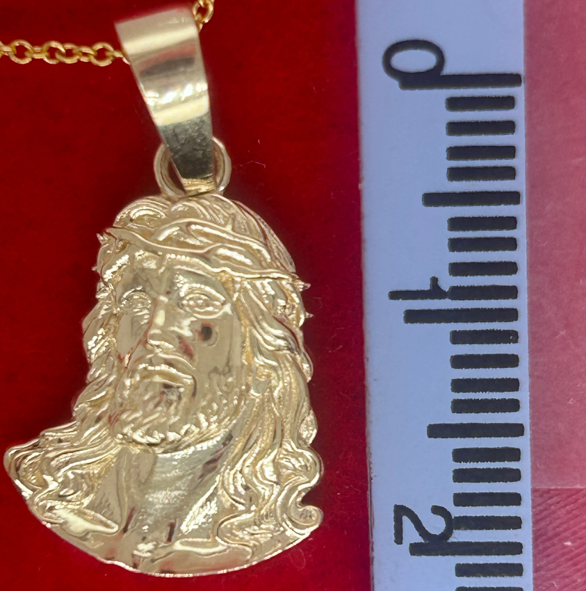 14K Solid Gold Jesus Face / Jesus Christ Face Pendant / Unisex Jesus Face Gold Necklace / Christian Gold Jesus Pendant /Unisex Jesus Pendant