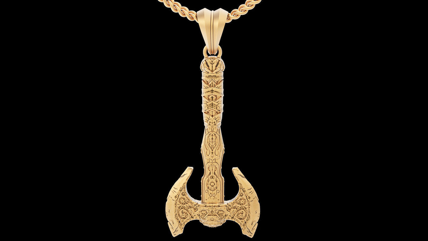 14k Solid Gold Battle Axe Pendant / Gold Axe Necklace / Battle Axe Necklace / Axe Jewelry / Hand Made Axe Necklace / Unisex Great Gift Idea