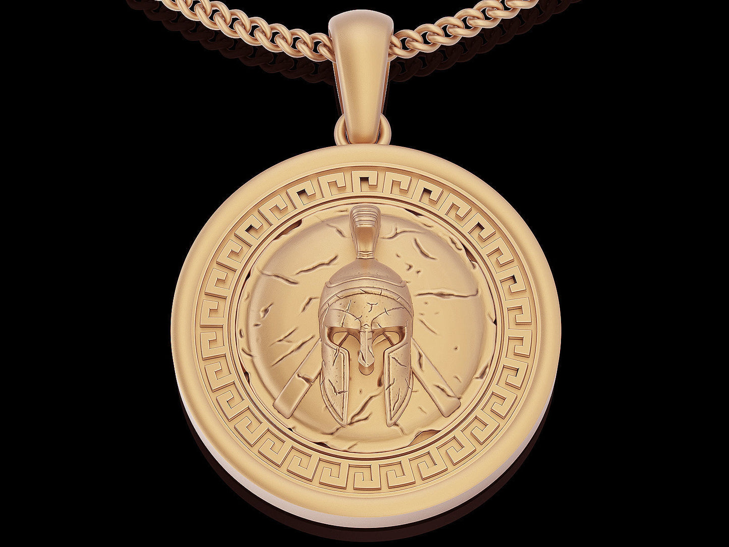 14K Solid Gold Spartan Helmet and Shield Pendant 13.5 Grams /Authentic Shield Gold Necklace /Gold Shield Pendant / Unisex Sword Pendant 24mm