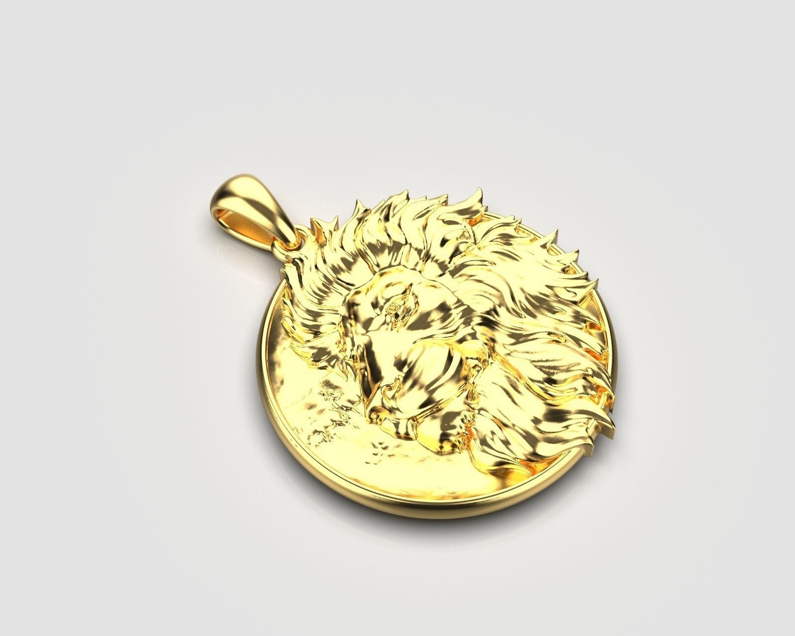 14k Solid 3D Gold Lion Pendant / Gold Gold Lion Necklace / Lion Head Necklace / Lion Jewelry / Lion Hand Made Necklace / Great Gift Idea - JewelsnGlitters