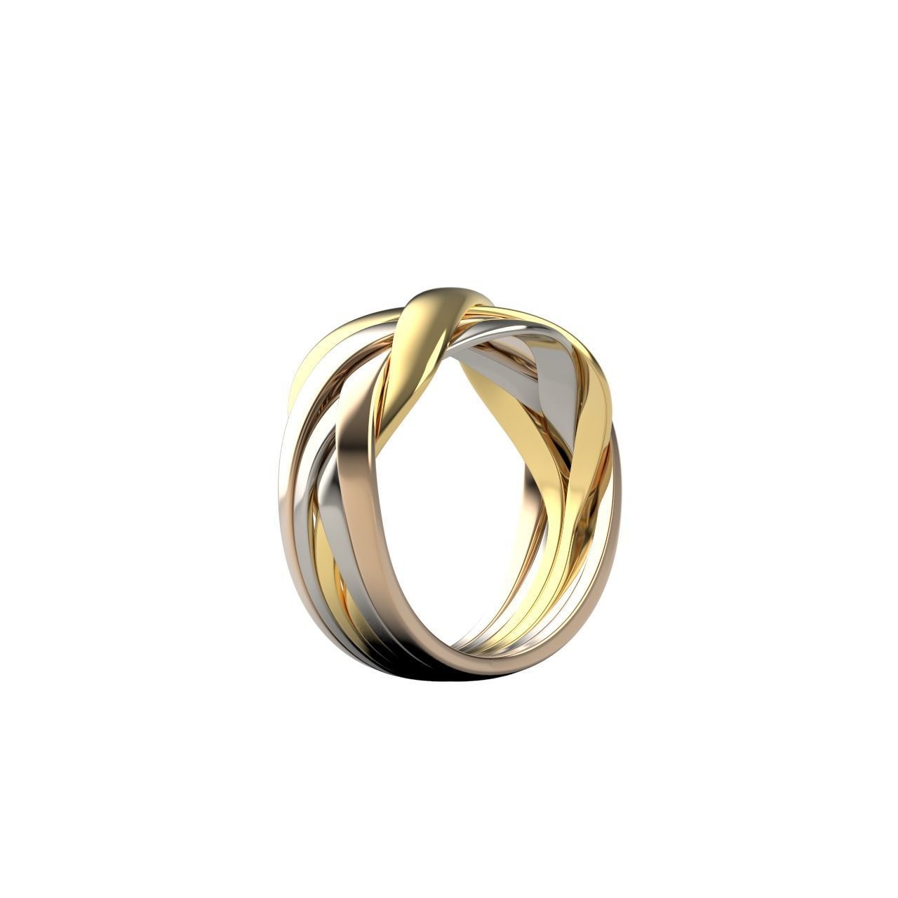 14k Solid Gold Tri-Tone Puzzle Ring / Gold Puzzle Ring / Tri Color Puzzle Ring / Gift for Her