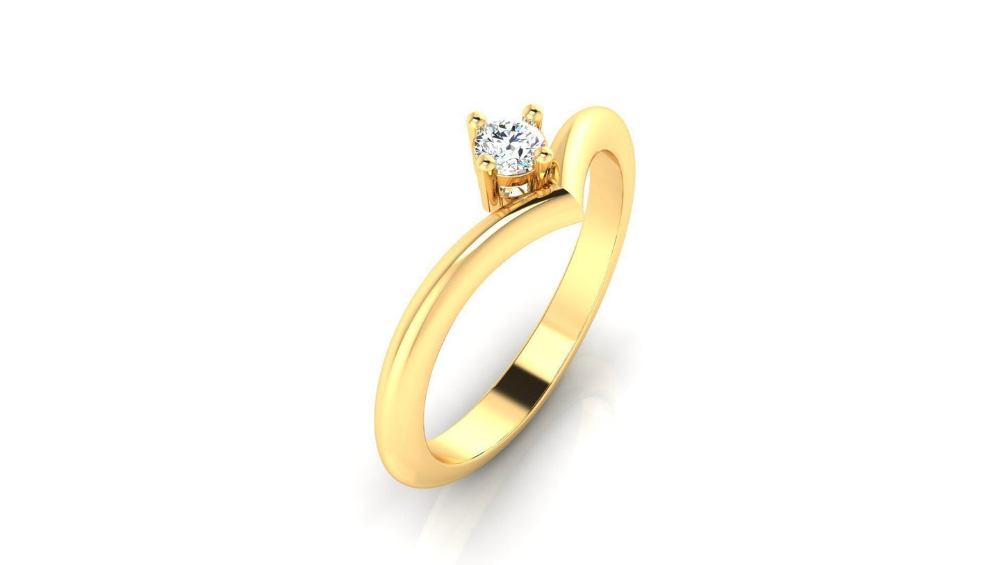 14K Solid Gold Chevron Diamond Ring / 0.10 Carat Diamond Statement Ring for Her / Gift for Her