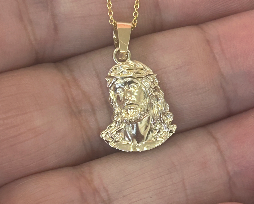 14K Solid Gold Jesus Face / Jesus Christ Face Pendant / Unisex Jesus Face Gold Necklace / Christian Gold Jesus Pendant /Unisex Jesus Pendant