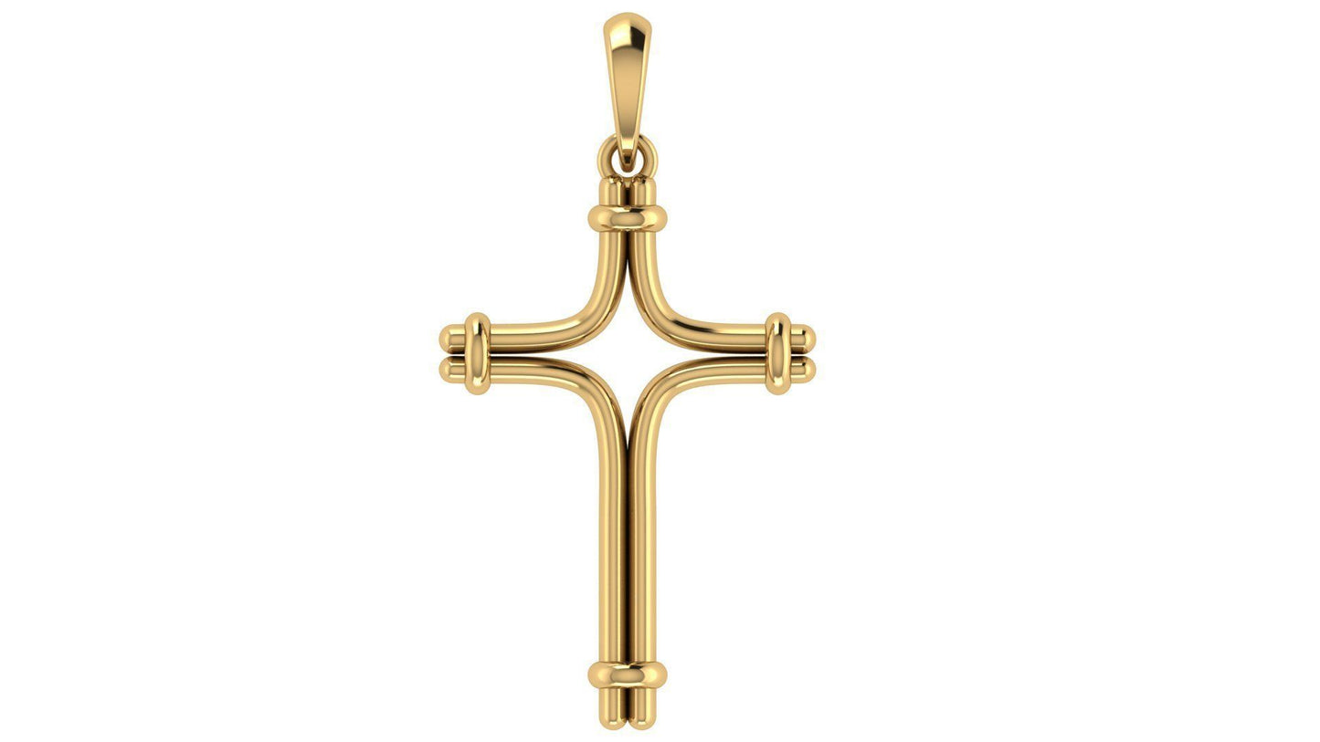 14K Solid Solid Gold Rope Design Cross Necklace / Crucifix Simple and Classic Pendant / Religious Necklace For Women / For Men 35mm x 24mm