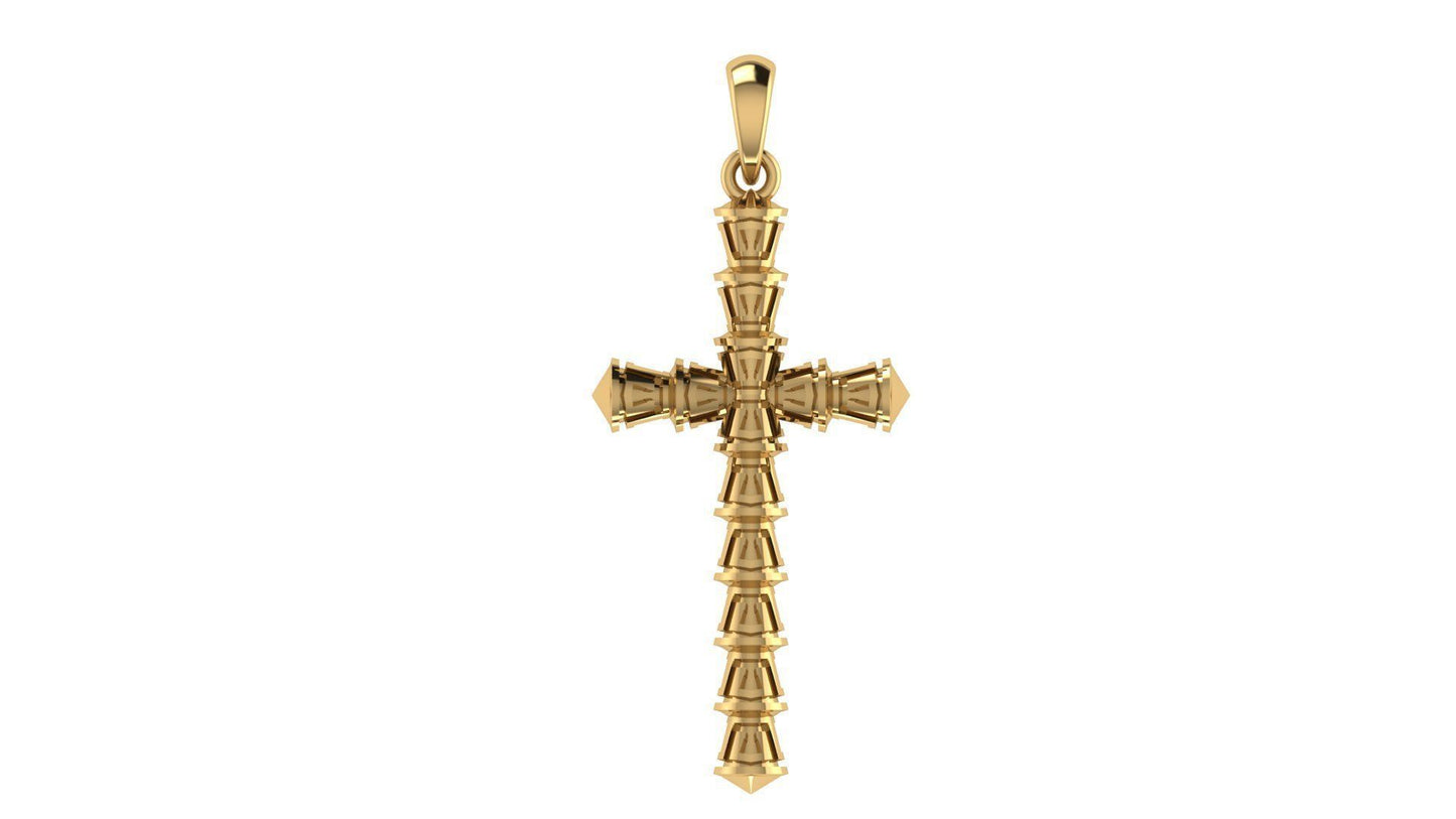 14K Solid Solid Gold Unique Design Cross Necklace / Crucifix Simple and Classic Pendant / Religious Necklace For Women / For Men 40mm x 21mm