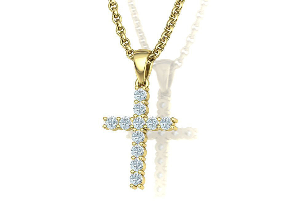 14K Solid Gold Lab Grown Diamond Cross Necklace 0.65 Carat / Crucifix Simple and Classic Pendant / Diamond Religious Necklace / Gift for Her