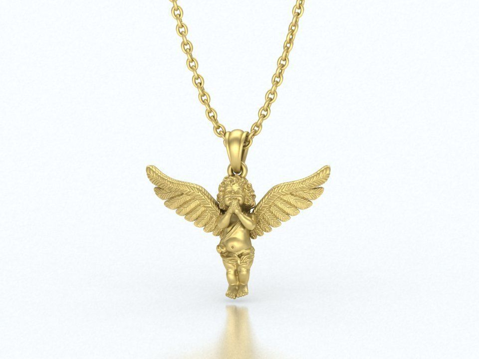 14K Solid Gold Praying Baby Angel Necklace / Gold Praying Angel Pendant / 14K Gold Angel Necklace for Her / Solid Gold Praying Angel for Her (Copy)