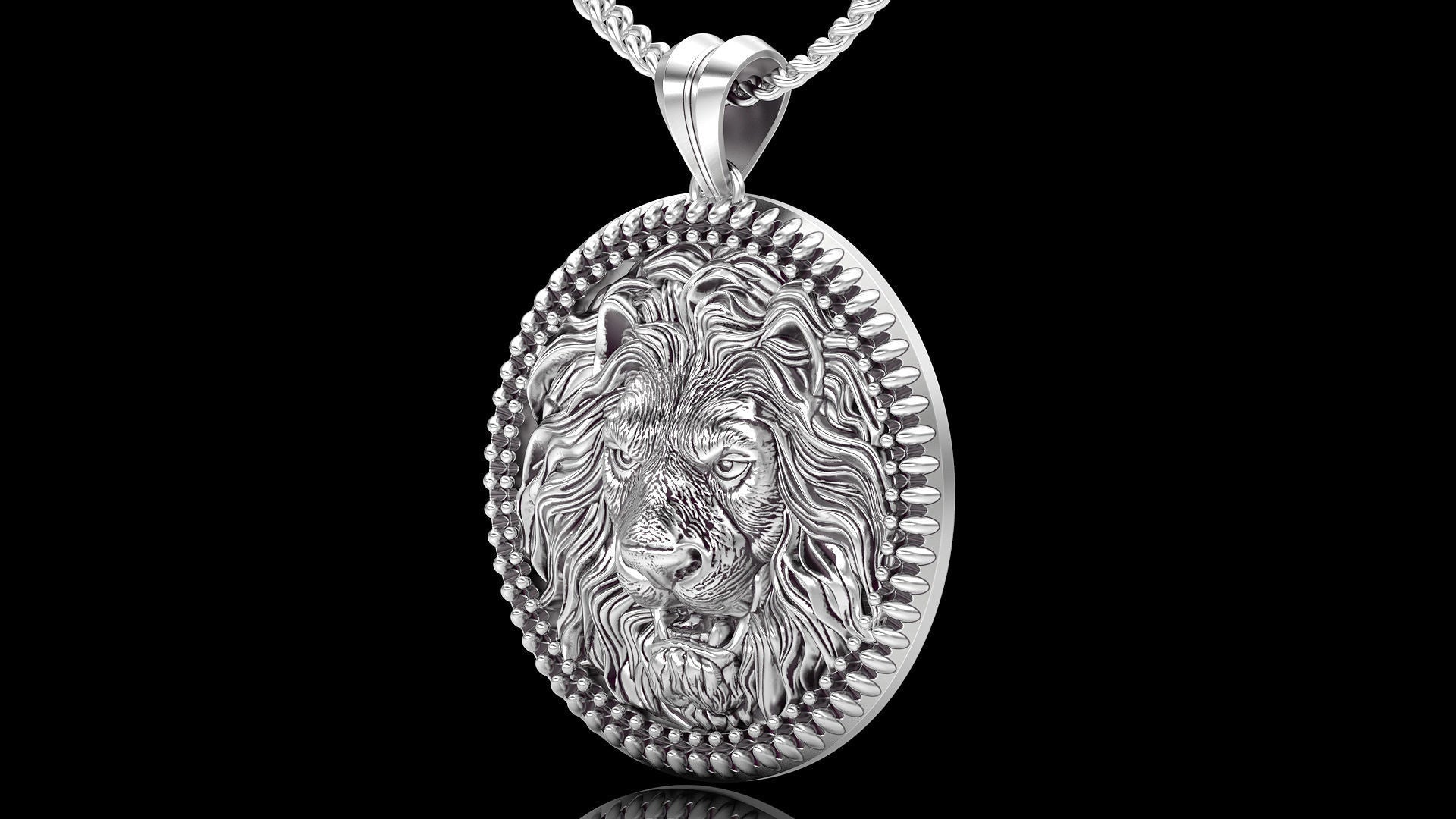 14k Solid Gold Lion Pendant / Gold Lion Necklace / Lion Head Necklace / Lion Jewelry / Lion Hand Made Necklace / Unisex Great Gift Idea - JewelsnGlitters