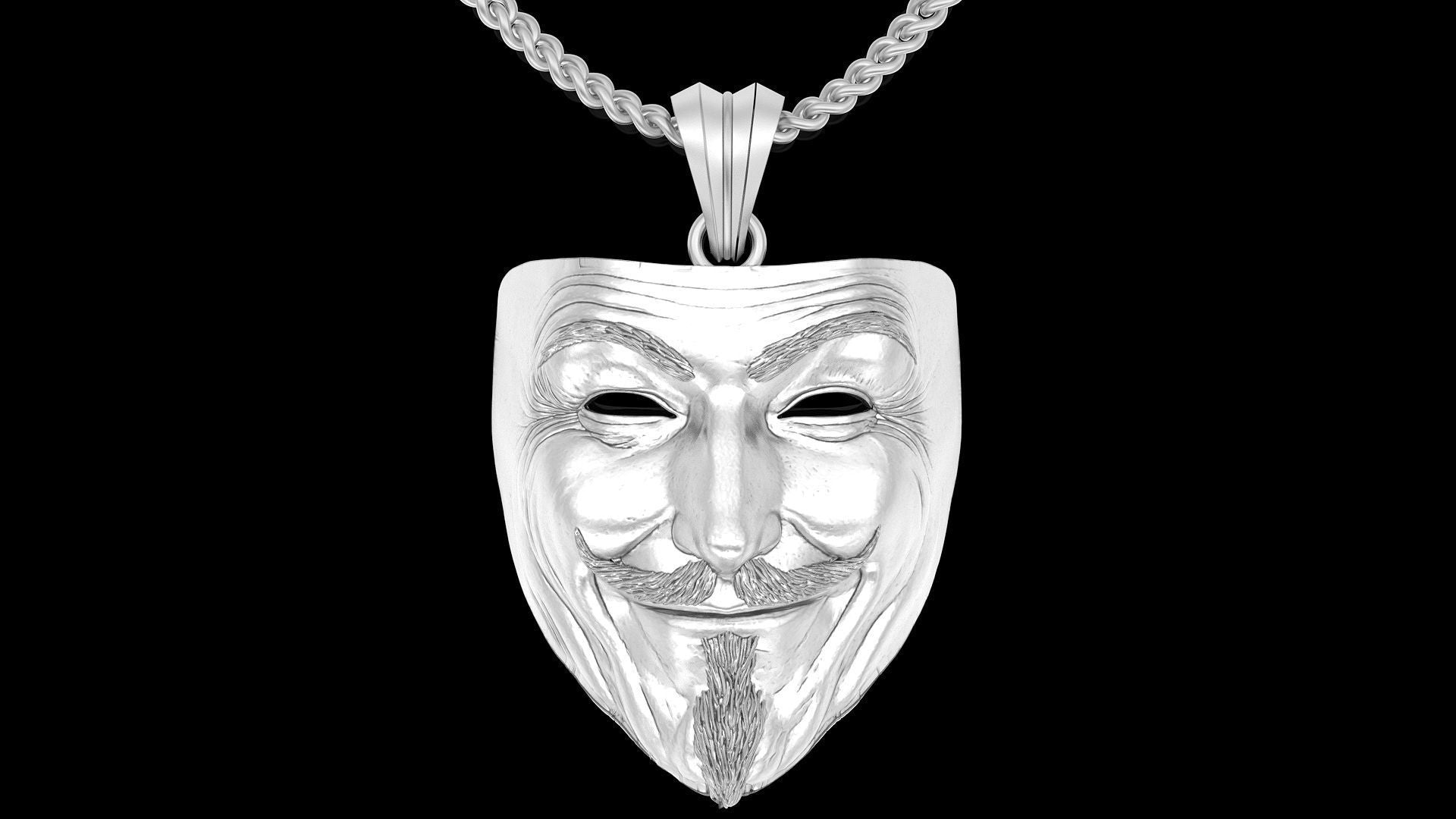 14k Solid Gold Black knight Vendsta mask pendant / Gold Knigth Vendsta Necklace / 24mm X 30mm / 12 Grams / Great Gift idea - JewelsnGlitters