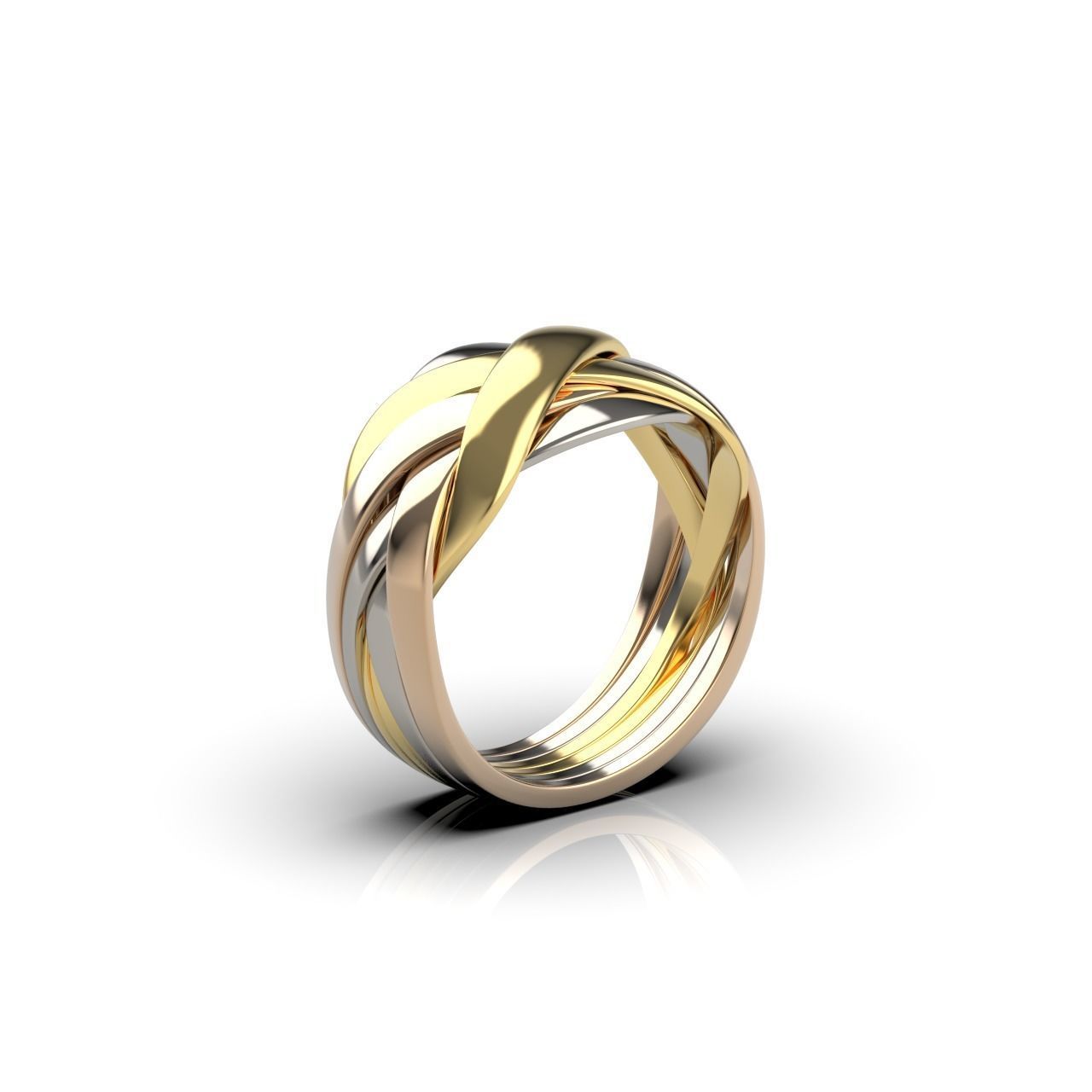 14k Solid Gold Tri-Tone Puzzle Ring / Gold Puzzle Ring / Tri Color Puzzle Ring / Gift for Her