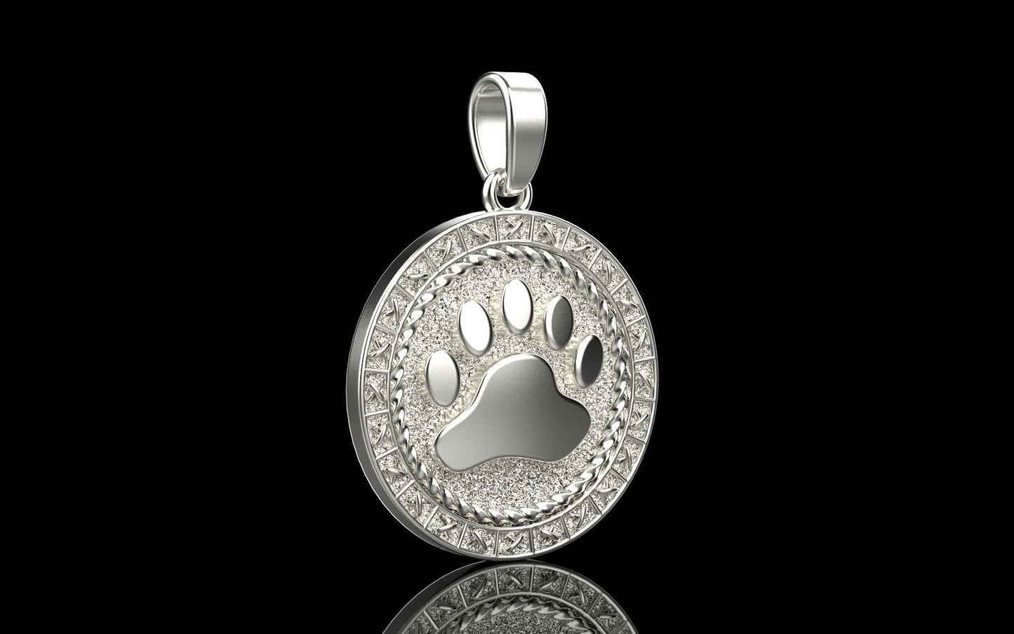 14K Solid Gold Paw Pendant / Solid Gold Paw Design Necklace / Love my Dog Paw Necklace / Paw Necklace for Her /Great Gift - JewelsnGlitters