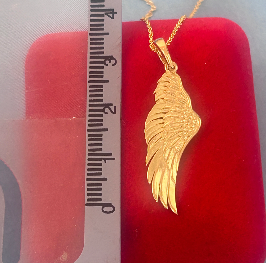 14K Solid Gold Angel Wing/ Gold Angel Wing Pendant / Gold Angel Wing Necklace / Minimalist Angel Gold Wing for Her