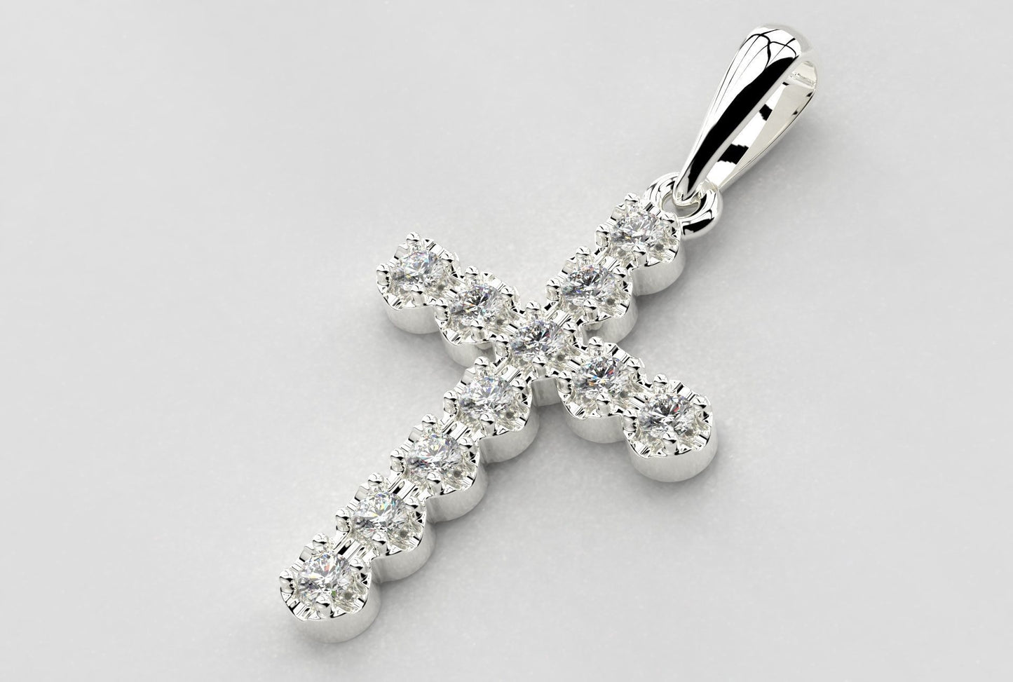 14k Solid Gold Diamond Cross 0.40 Carat / Diamond Cross Pendant for Her / Unisex Gold Cross 24mm X 15.50mm