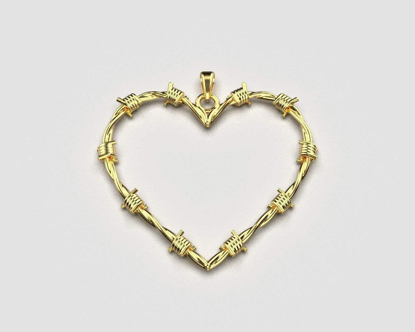 14K Solid Yellow Gold Wired Heart Necklace / Wire Shaped Heart Pendant / Stylish Wired Heart Pendant for Her / Gift for Her - JewelsnGlitters