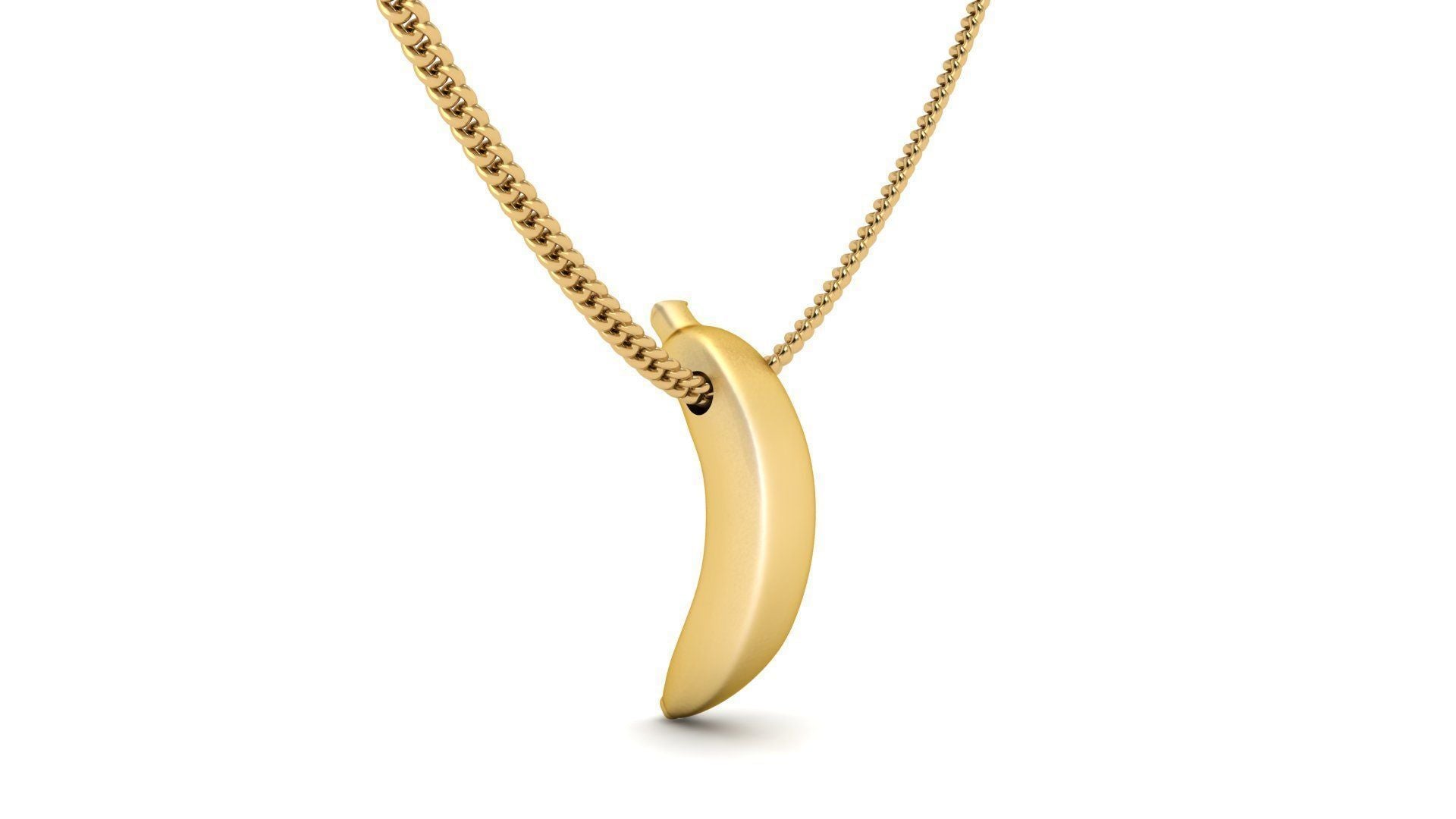 14K Solid Gold Banana Necklace / Gold Banana Pendant / Gold Banana Unisex Pendant / Banana Fruit Pendant / 20mm X 4mm / Gift for Her - JewelsnGlitters