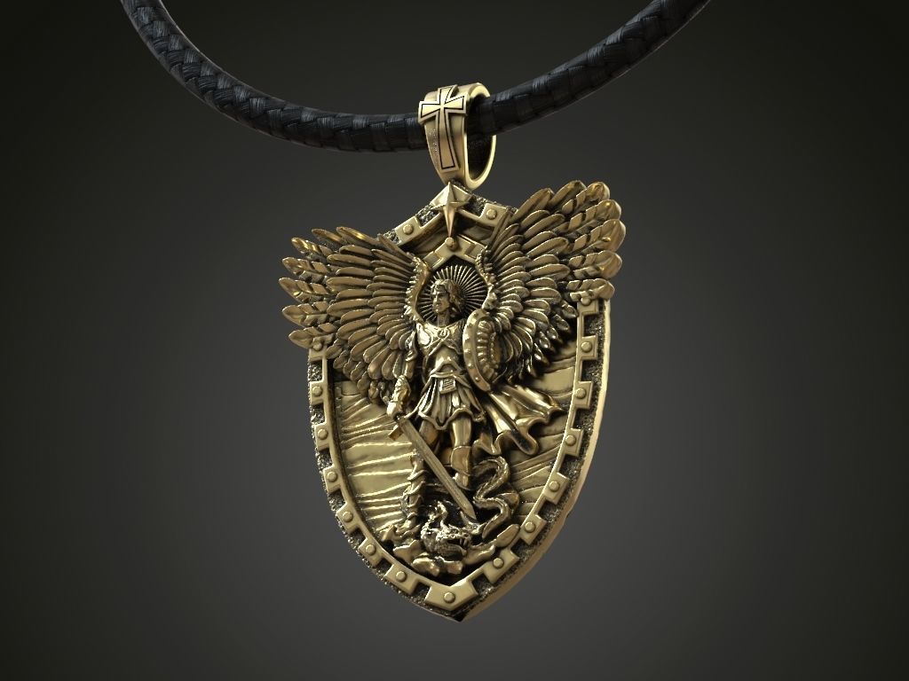 14K Solid Gold Saint Michael Pendant / Gold Necklace / 14K Solid Yellow Gold St. Michael Necklace 13 Grams / Unisex Necklace