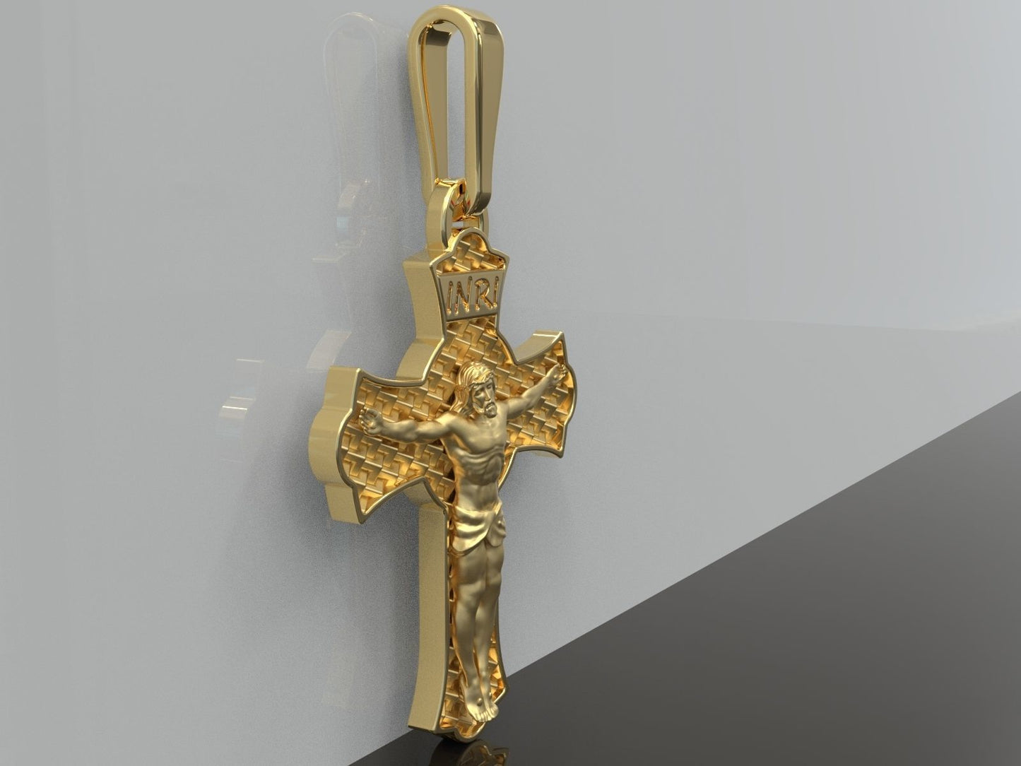 14K Solid Gold Jesus Pendant / Gold Cross Pendant / Gold Cross / Unisex Cross Pendant