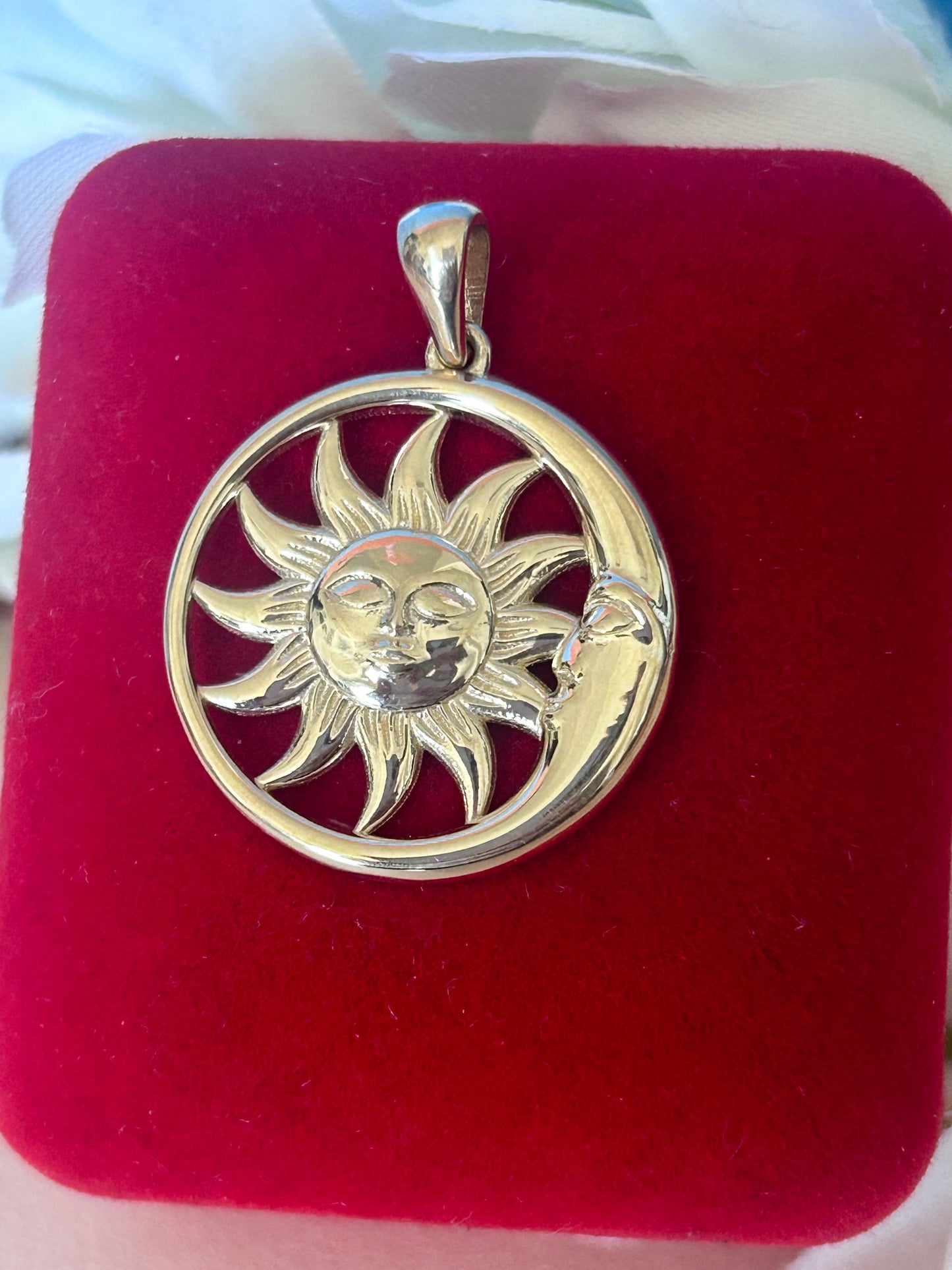 Gold Sun and Moon Pendant